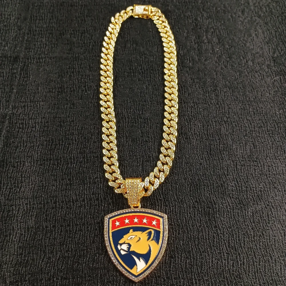 Florida Panthers 20 Inch Necklace Pendant Cuban Chain Link NHL Hockey Jewelry